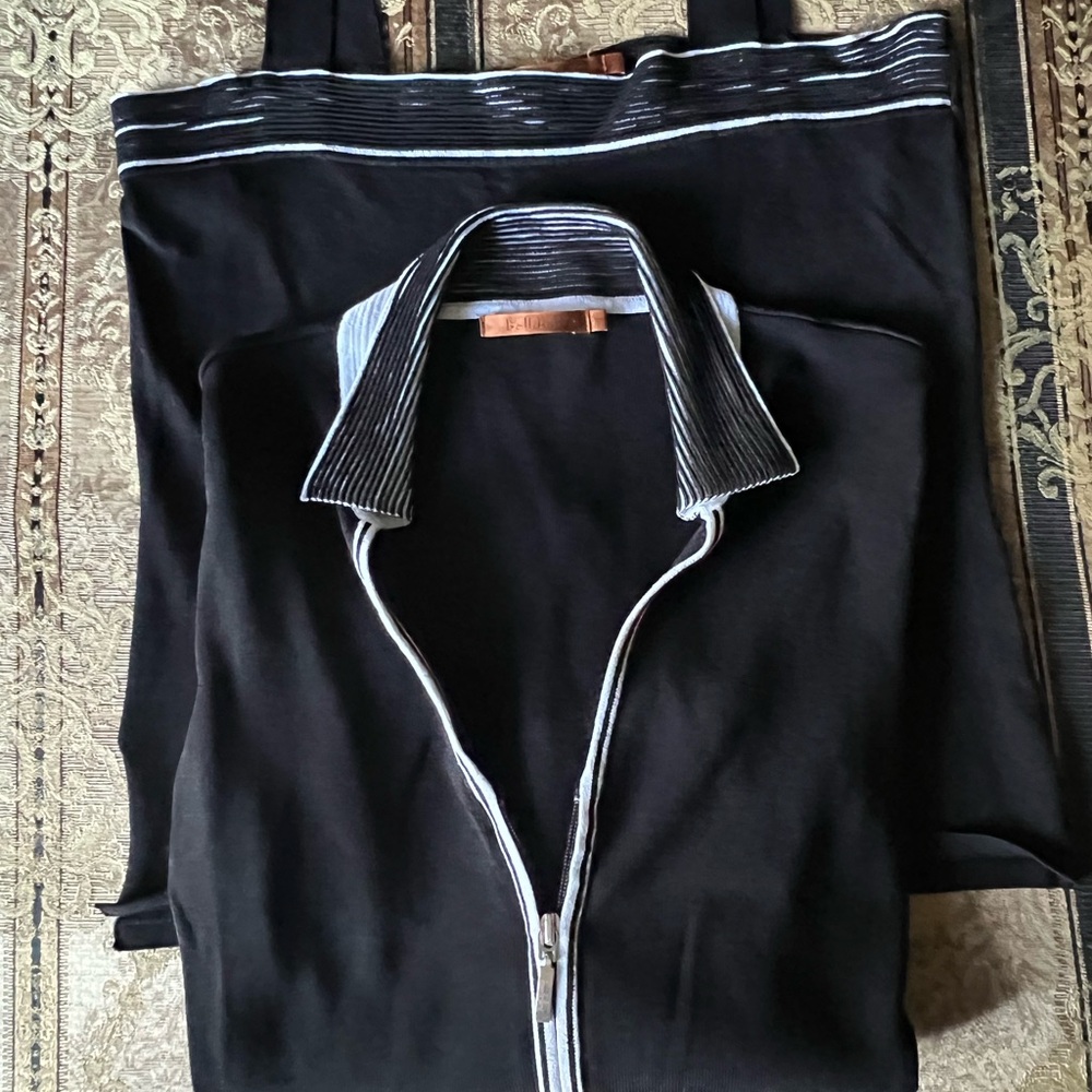 Twin Set Bellini Cardigan Sweater Shell Tank 2pc Black White Zip
